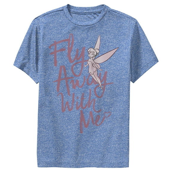 Boy's Peter Pan Valentine Tink Fly  Performance Graphic Tee Royal Blue Heather Medium