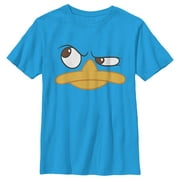 Boy's Phineas & Ferb Phineas and Ferb Perry the Platypus Face  Graphic Tee Turquoise Large