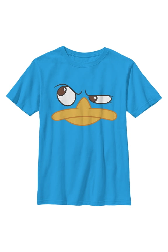 Boy's Phineas & Ferb Phineas and Ferb Perry the Platypus Face Graphic Tee Turquoise Large