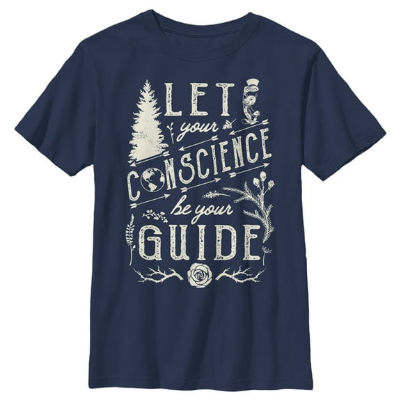 Boy's Pinocchio Let Your Conscience Be Your Guide  Graphic Tee Navy Blue Large