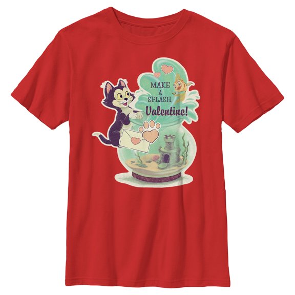 Boy's Pinocchio Make A Splash Valentine Graphic Tee Red X Small