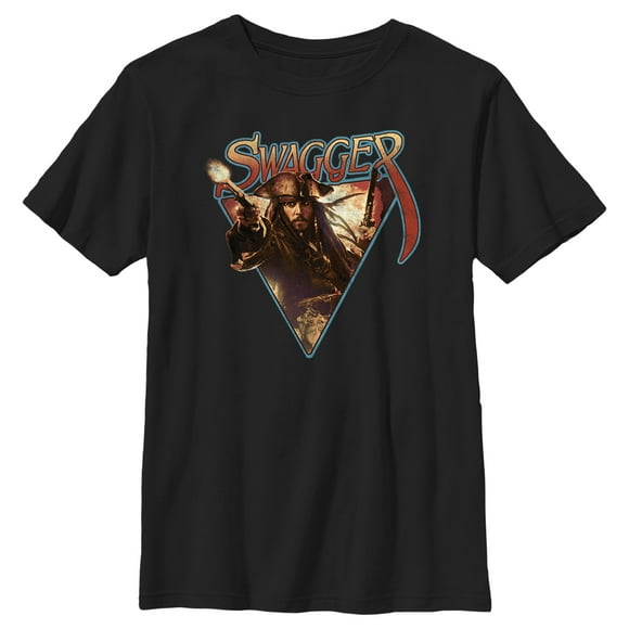 Boy's Pirates of the Caribbean: Curse of the Black Pearl Jack Sparrow Swagger  Graphic Tee Black Large