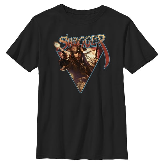 Boy's Pirates of the Caribbean: Curse of the Black Pearl Jack Sparrow Swagger Graphic Tee Black X Large