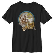 Boy's Pirates of the Caribbean On Stranger Tides Distressed Skull Logo Graphic Tee Black Small