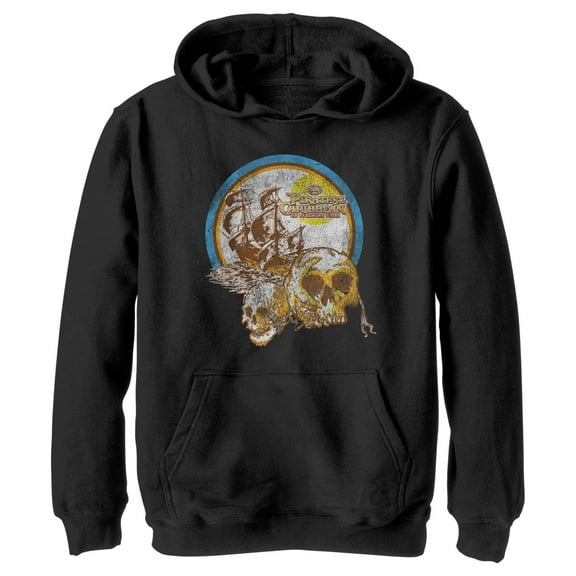 Boy's Pirates of the Caribbean: On Stranger Tides Distressed Skull Logo  Pull Over Hoodie Black Medium