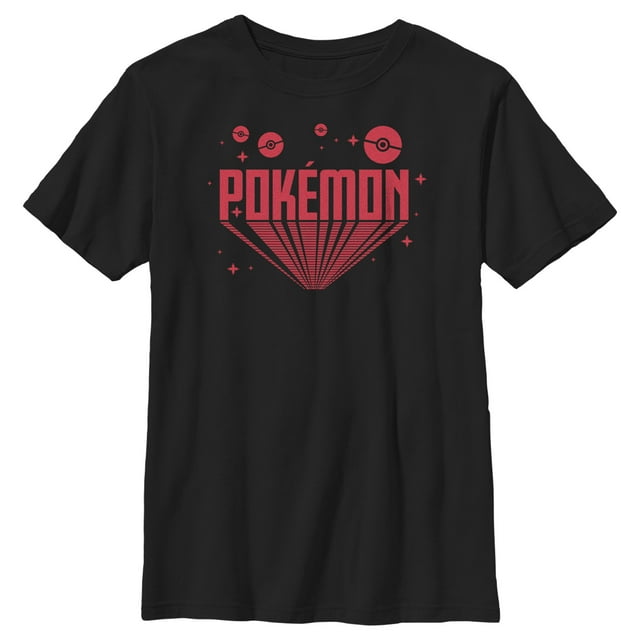 Boy's Pokemon 3D Retro Title  Graphic Tee Black X Small