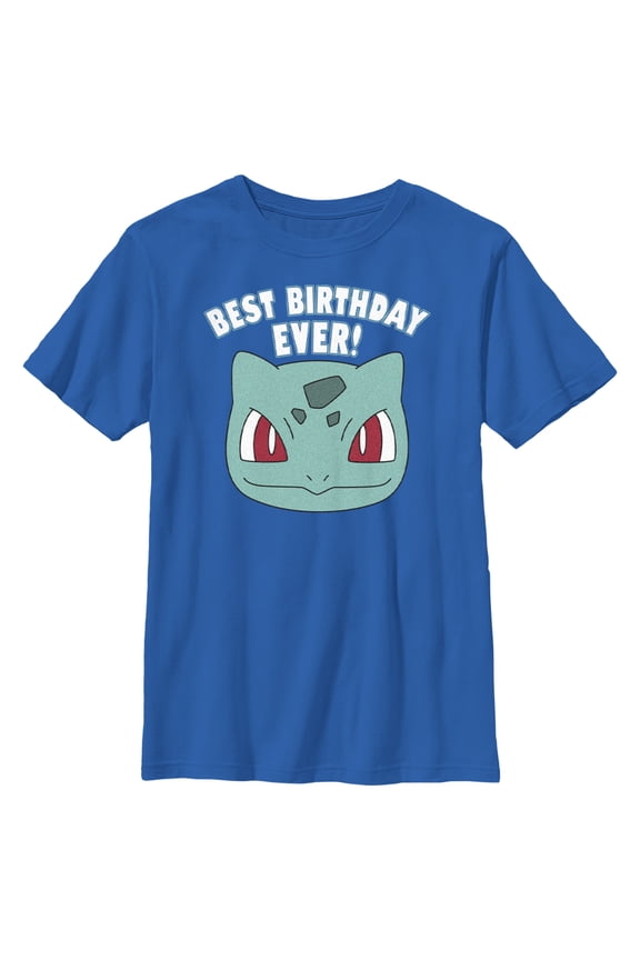Boy's Pokemon Bulbasaur Best Birthday Ever Graphic Tee Royal Blue Small