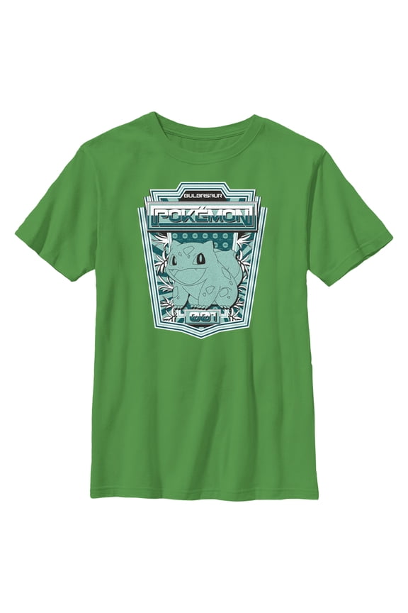 Boy's Pokemon Bulbasaur Metallic Badge  Graphic Tee Kelly Green Small