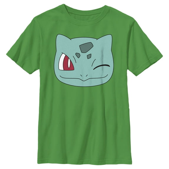 Boy's Pokemon Bulbasaur Wink Face Graphic Tee Kelly Green Small