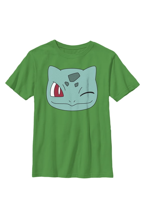 Boy's Pokemon Bulbasaur Wink Face Graphic Tee Kelly Green Small
