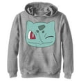 thumbnail image 1 of Boy's Pokemon Bulbasaur Wink Face  Pull Over Hoodie Athletic Heather Small, 1 of 4
