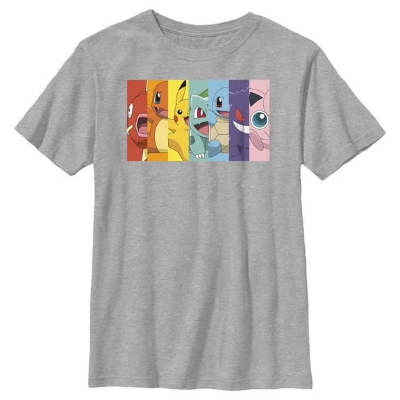 Boy's Pokemon Character Box-up Rainbow Graphic Tee Athletic Heather X Large