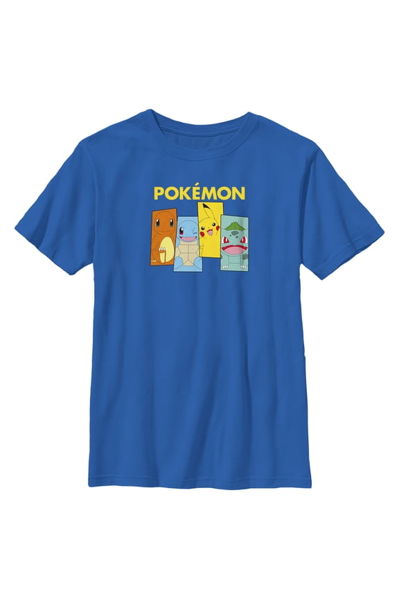 Boy's Pokemon Character Boxes Graphic Tee Royal Blue Large