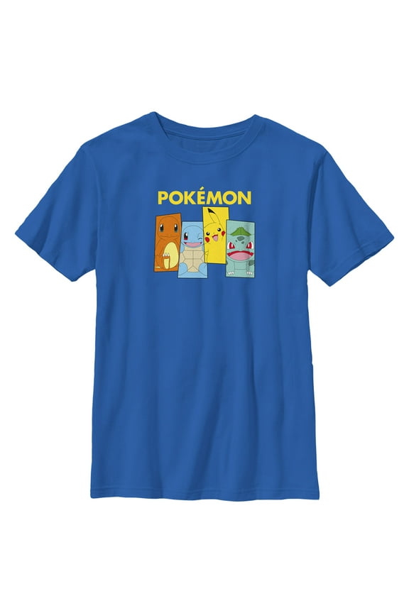 Boy's Pokemon Character Boxes Graphic Tee Royal Blue Medium