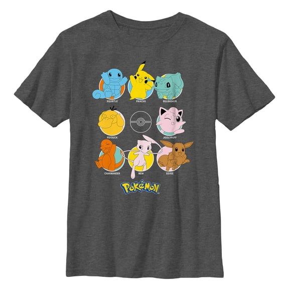 Boy's Pokemon Character Circles Graphic Tee Charcoal Heather Large