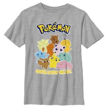 Boy's Pokemon Character Group Colored  Graphic Tee Athletic Heather Small