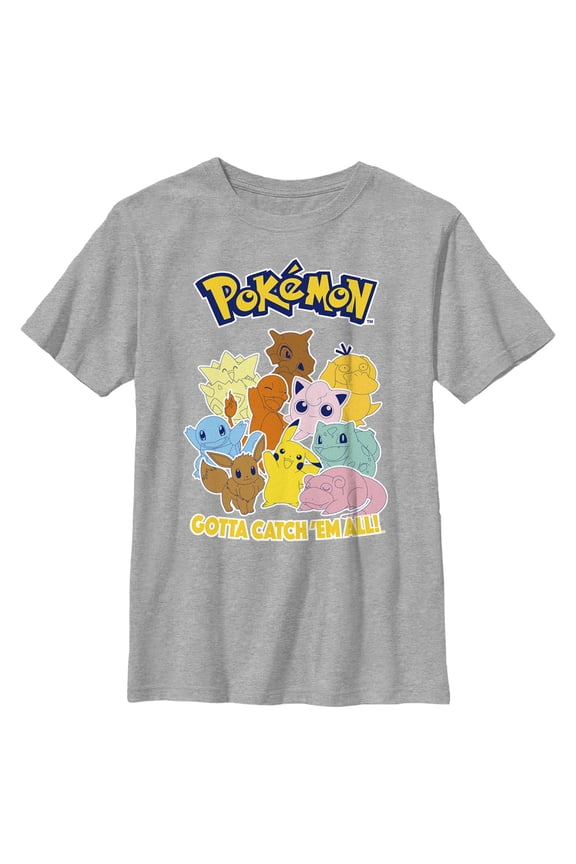 Boy's Pokemon Character Group Colored Graphic Tee Athletic Heather Small