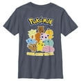 thumbnail image 1 of Boy's Pokemon Character Group Colored Graphic Tee Navy Blue Heather Small, 1 of 4