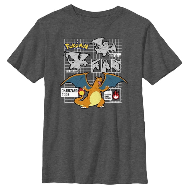 Pokemon Boys' Charizard Trainer Shirt, Kids Merchandise, Small ...
