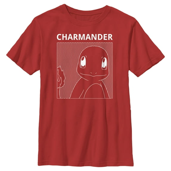 Boy's Pokemon Charmander Line Art Graphic Tee Red X Large