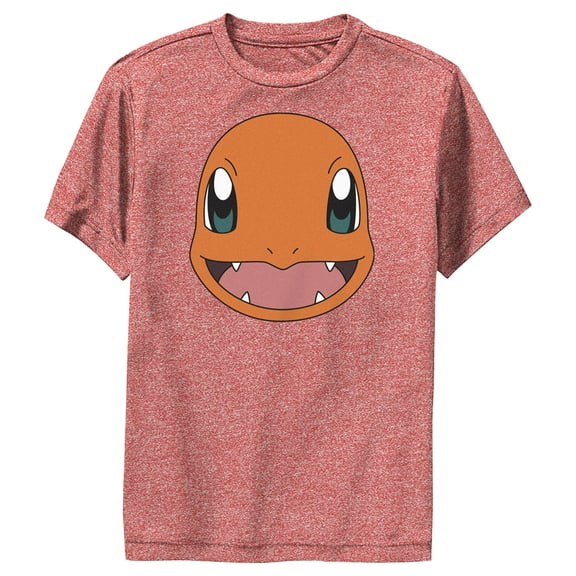 Boy's Pokemon Charmander Smile  Performance Graphic Tee Red Heather X Large