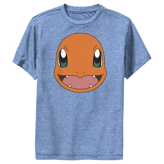 Boy's Pokemon Charmander Smile Performance Graphic Tee Royal Blue Heather Large