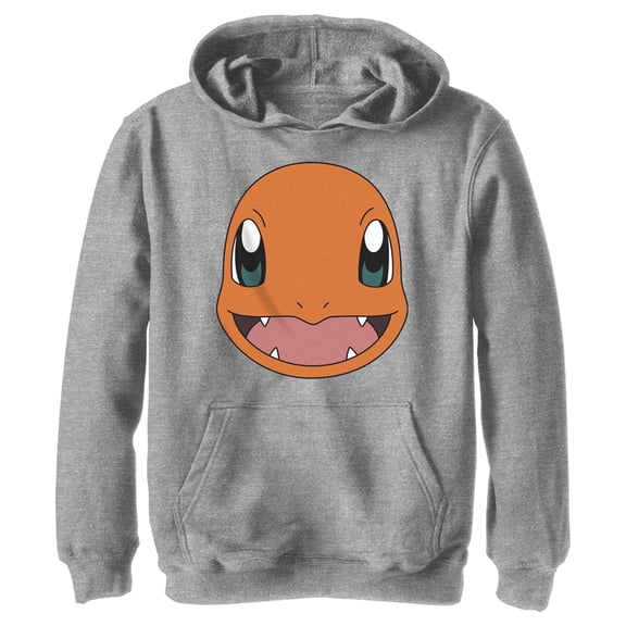 Boy's Pokemon Charmander Smile Pull Over Hoodie Athletic Heather Medium
