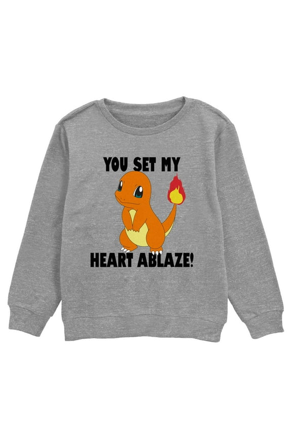Boy's Pokemon Charmander You Set My Heart Ablaze Sweatshirt