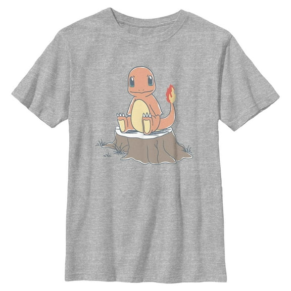 Boy's Pokemon Charmander on Tree Stump Graphic T-Shirt