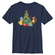 Boy's Pokemon Christmas Tree Characters Graphic Tee Navy Blue X Large