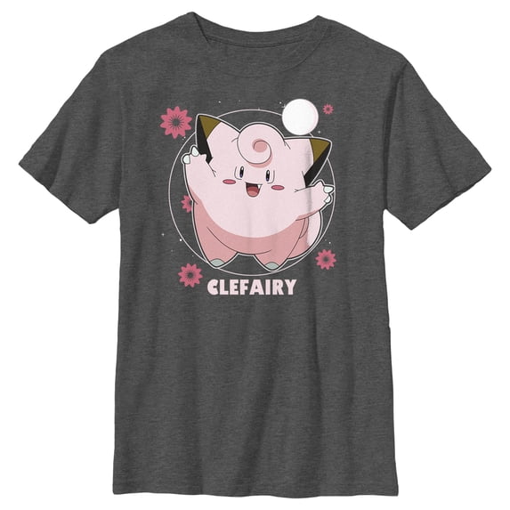 Boy's Pokemon Clefairy Moonlit Dance Graphic Tee Charcoal Heather X Large