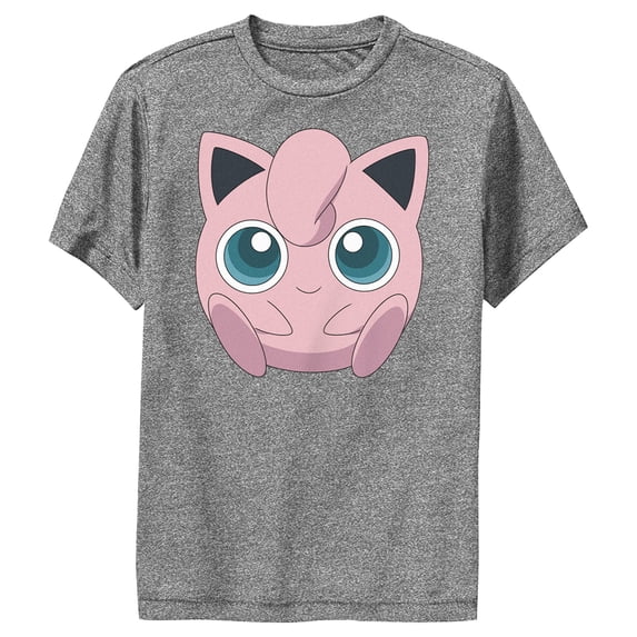 Boy's Pokemon Cute Jigglypuff Performance Graphic Tee Charcoal Heather Medium