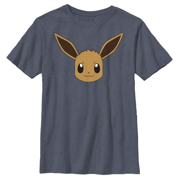 Boy's Pokemon Eevee Face Graphic Tee Navy Blue Heather X Large