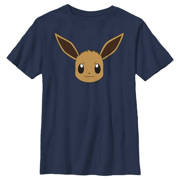 Boy's Pokemon Eevee Face Graphic Tee Navy Blue X Large