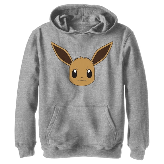Boy's Pokemon Eevee Face  Pull Over Hoodie Athletic Heather Medium