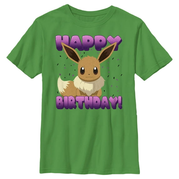 Boy's Pokemon Eevee Happy Birthday Graphic Tee Kelly Green Small