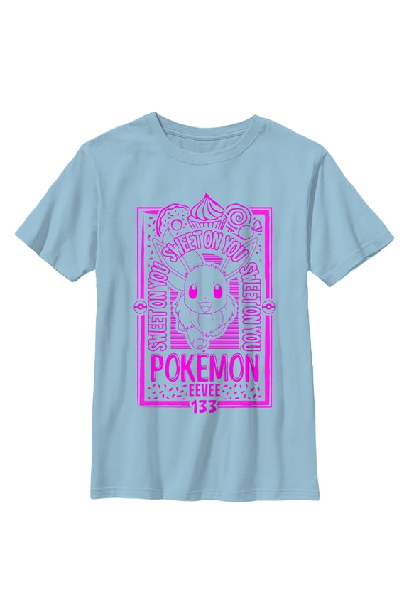 Boy's Pokemon Eevee Sweet on You Graphic Tee Light Blue X Small
