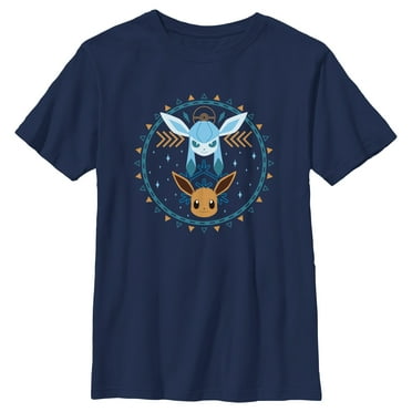 Boy's Pokemon Eevee and Glaceon Circle  Graphic T-Shirt