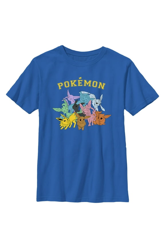 Boy's Pokemon Eeveelutions Graphic Tee Royal Blue X Large