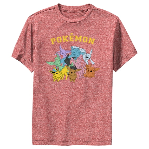 Boy's Pokemon Eeveelutions Performance Graphic Tee Red Heather Medium