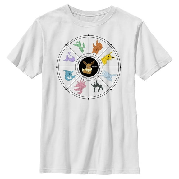 Boy's Pokemon Evolutions Wheel  Graphic Tee White Small