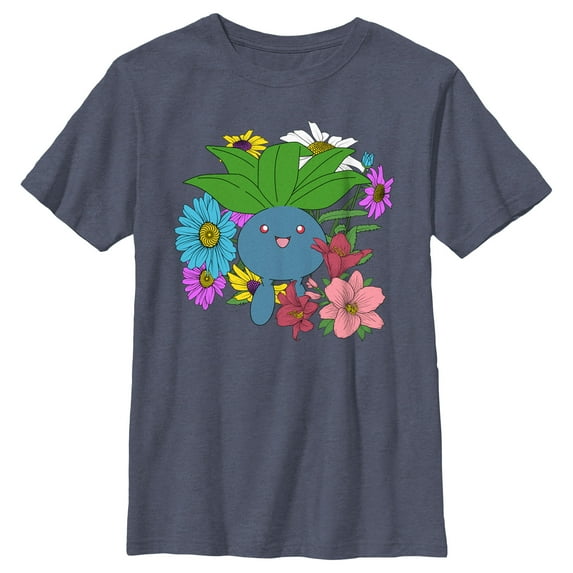 Boy's Pokemon Floral Oddish Graphic Tee Navy Blue Heather X Large