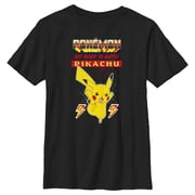 Boy's Pokemon Get Ready to Battle Pikachu Retro Graphic Tee Black Large