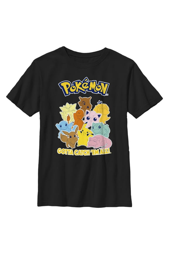 Boy's Pokemon Gotta Catch 'Em All Group Graphic Tee Black Large