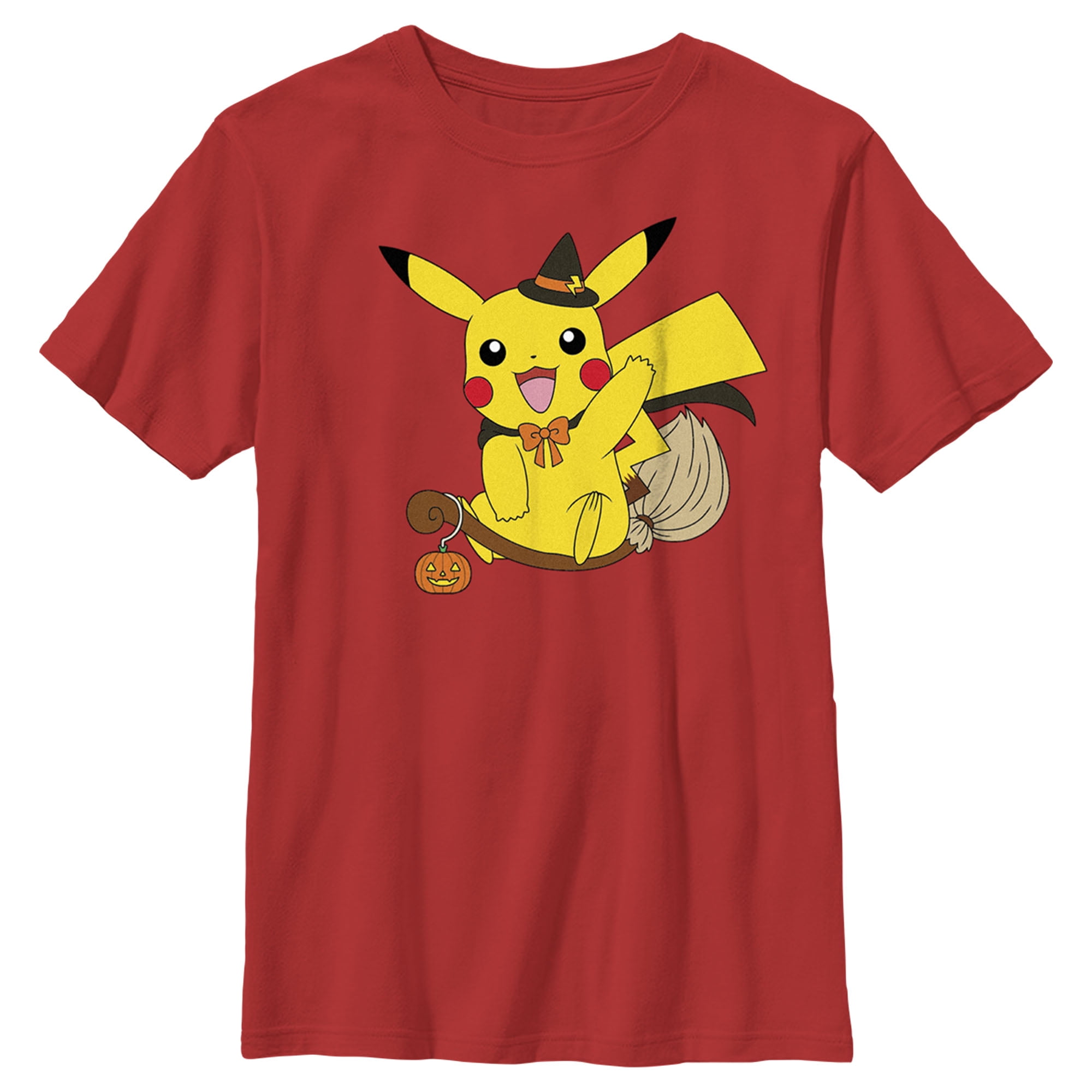 Boy's Pokemon Halloween Pikachu Witch Costume Graphic Tee Red