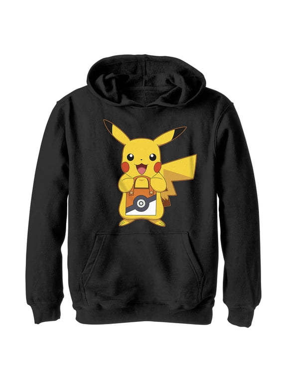 Boy's Pokemon Halloween Trick or Treat Pikachu Pull Over Hoodie Black Small