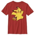 thumbnail image 1 of Boy's Pokemon Halloween Trick-or-Treating Pikachu  Graphic Tee Red X Large, 1 of 4