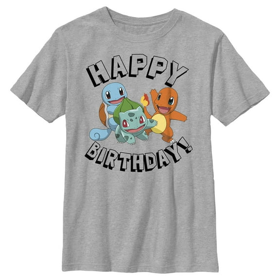 Boy's Pokemon Happy Birthday Characters Graphic Tee Athletic Heather X Large