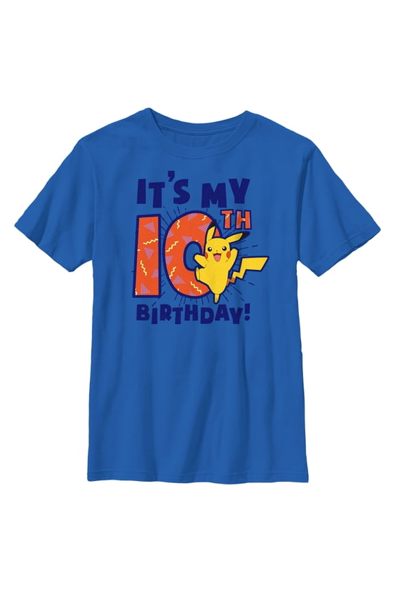 Boy's Pokemon It’s My 10th Birthday Pikachu Graphic Tee Royal Blue Medium