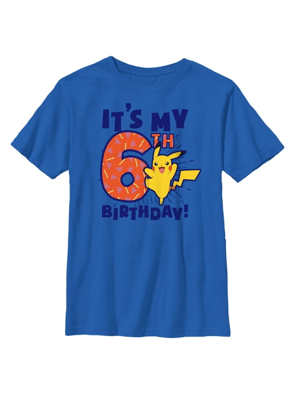 Boy's Pokemon It’s My 6th Birthday Pikachu Graphic Tee Royal Blue Medium